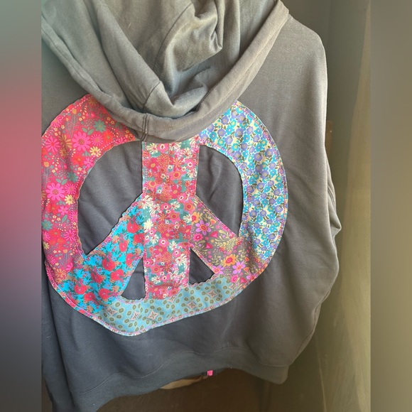 Natural Life Gray Hoodie with Colorful Peace Sign - Picture 4 of 11